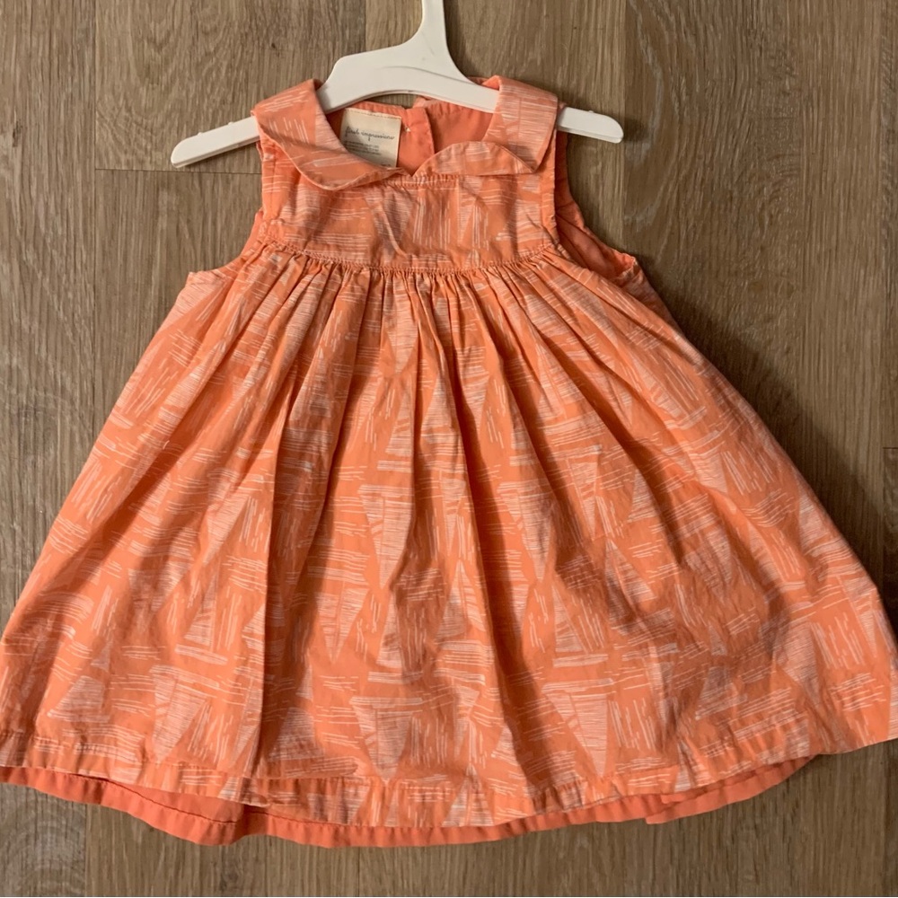 First Impressions Girl's Size 18 Months Peach Lined Dress With Cream Sailboats